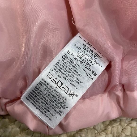 Baby Gap Warmest Puffer Jacket 12/18m frosted pink hooded cold control Max - Picture 6 of 6
